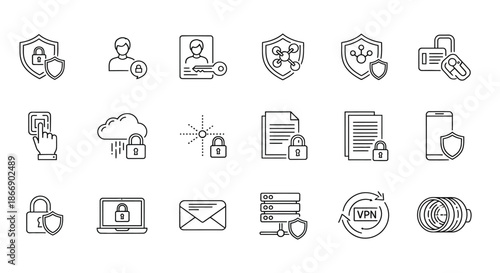 Illustrations of various security icons