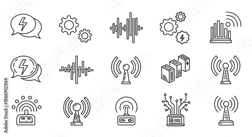 Illustrations of various communication and technology concepts