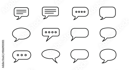 Set of twelve speech bubbles