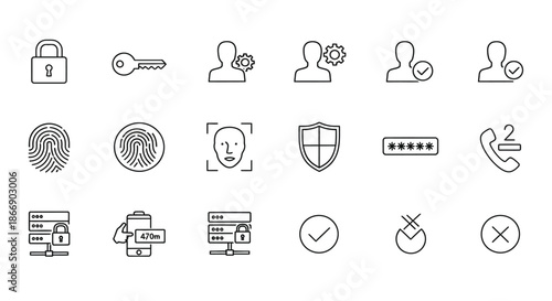 Various security icons representing different authentication methods