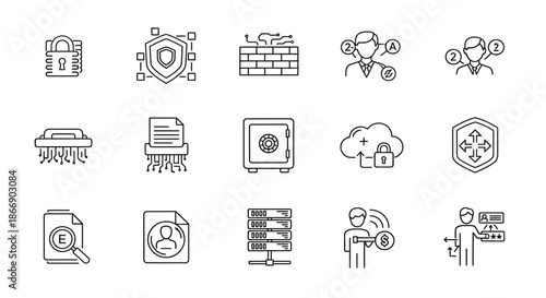 Collection of security and data protection icons