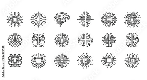 Abstract geometric brain illustrations