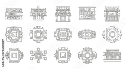 Collection of architectural floor plans