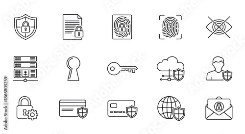 Various security icons representing data protection
