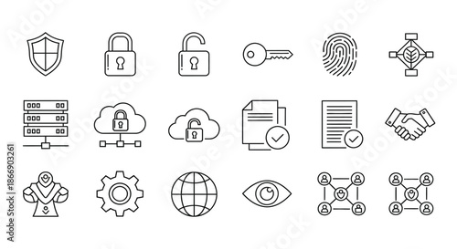 Various security and technology icons