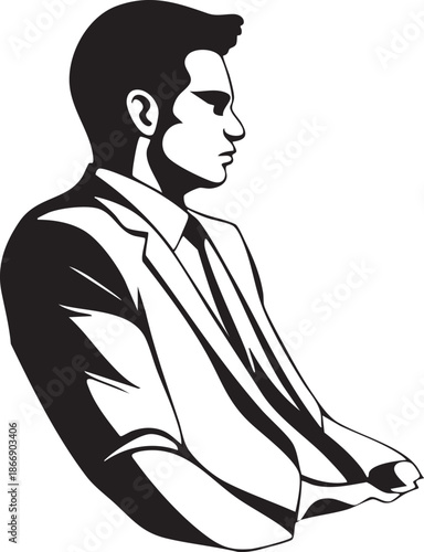 Homme en costume avachi - Silhouette