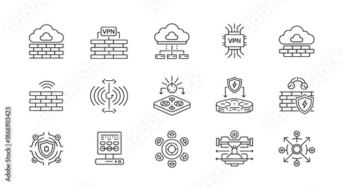 Network security and virtual private network icons