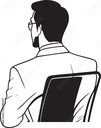 Homme de bureau avec des lunettes assis vue de dos - Silhouette