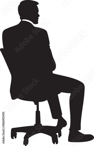 Homme en costume assis vue de trois-quart silhouette