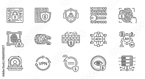 Essential cybersecurity icons for data protection