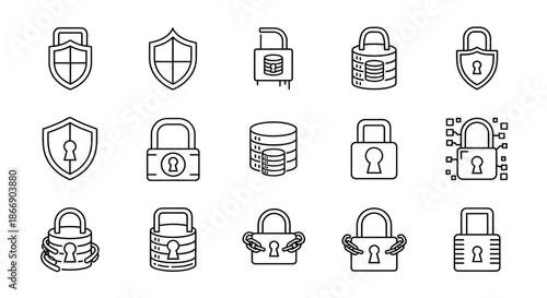 Collection of security and data protection icons