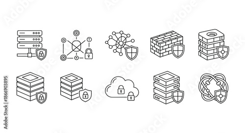 Network security and data protection icons