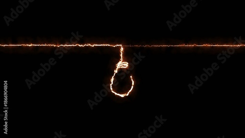 Slika na platnu Glowing orange spark forming a loose knot shape on a Generate title without using the word Title: before it