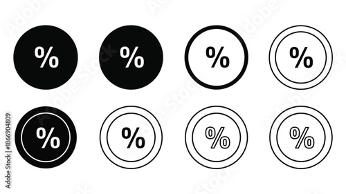 Four sets of percentage signs in black and white circular icons