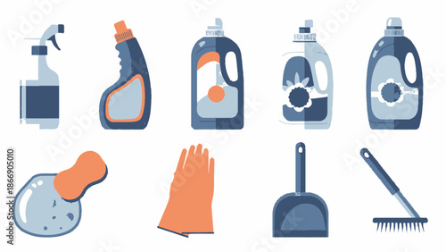Cleaning supplies set, vector illustration