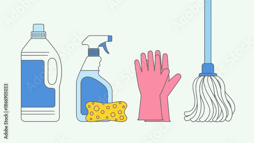 Cleaning Supplies Vector Illustration Set