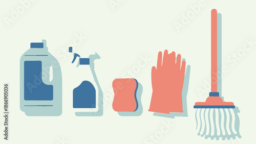 Cleaning Supplies Still Life Illustration