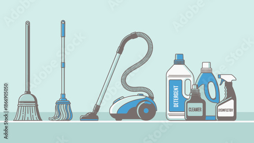 Cleaning Supplies Still Life Illustration