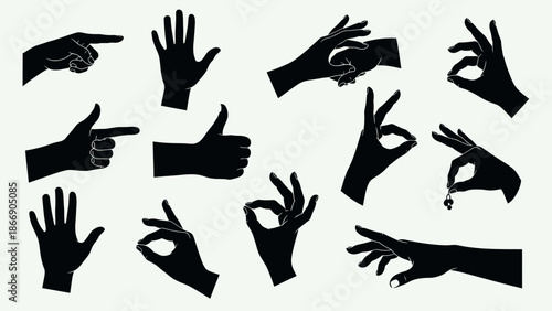 Hand gestures silhouette collection vector