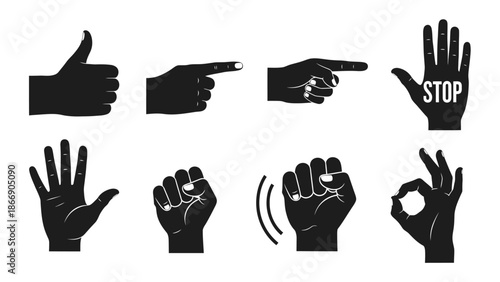 Hand gestures set. Vector icons collection.