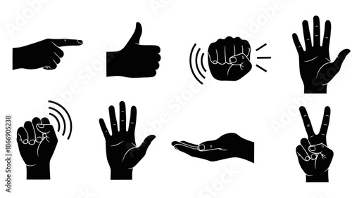 Hand gesture silhouette set vector
