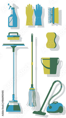 Cleaning Tools Set: Vector Illustration