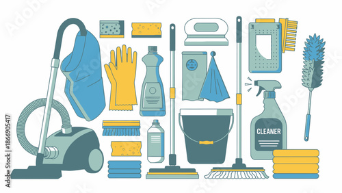 Cleaning Supplies Collection. Housekeeping Tools