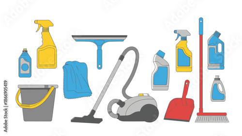 Cleaning Tools Collection Vector Illustration