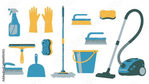 Cleaning tools collection. Cleaning service concept.