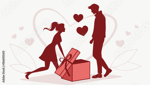 Couple celebrating Valentine's Day with gifts and love