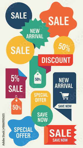 Sale Stickers and Discount Labels Vector Set