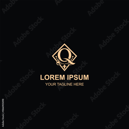 Luxury Golden Letter Q Ornament Logo For Premium Brand Identity with Creative Illustration