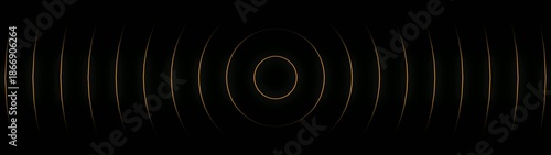 Bilde på lerret Golden concentric circular sound waves radiating outward on a Generate title without using the word Title: before it