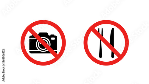 No photo and food allowed signs