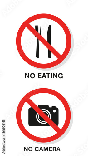 No eating and camera prohibition sign