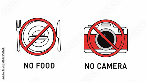No food and camera symbol, prohibition sign