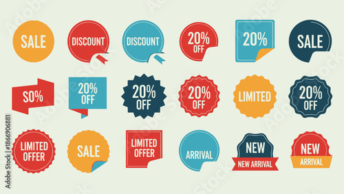 Sale Discount Stickers Vector Set
