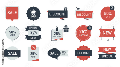 Sale discount tag vector set. Special offer badge