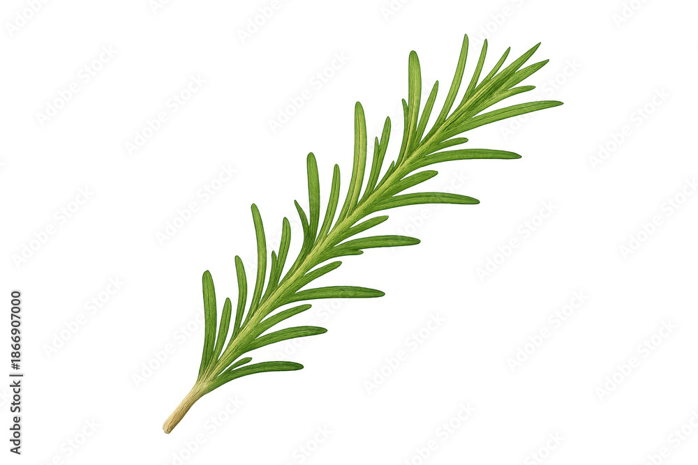 Fototapeta premium Rosemary sprig showing fresh green leaves on transparent background