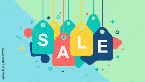 Sale Tags Hanging, Discount Offer Banner