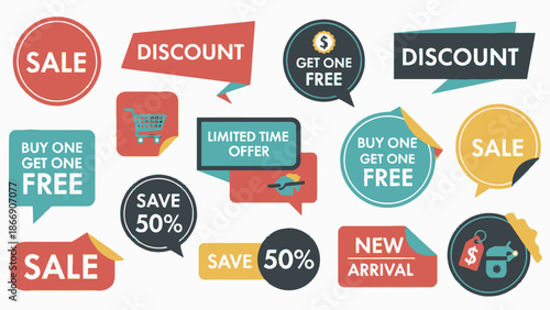 Sale Stickers and Discount Badges Vector Set