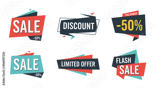 Sale and discount vector banner set