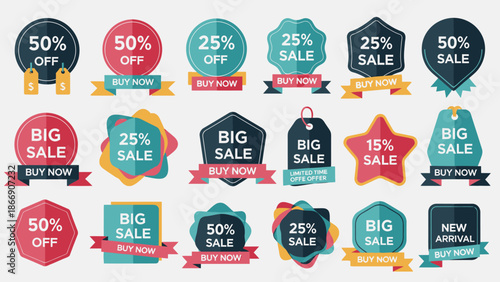 Sale Badges and Discount Stickers Vector Set