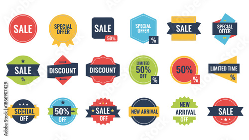 Sale Badges and Discount Labels Vector Set