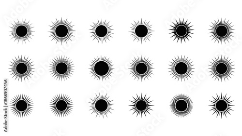 Sunburst vector collection, retro sun rays