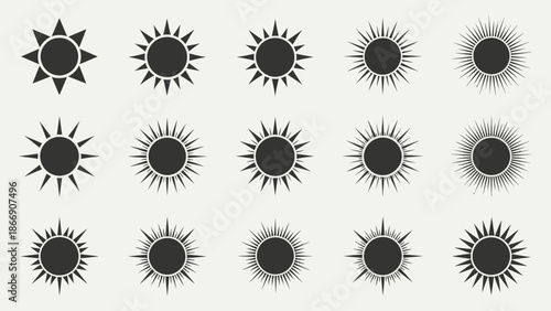Sunburst vector set. Vintage sun rays collection