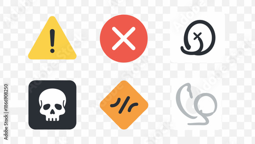 Warning and Error Icons Set. Alert, Danger, and Caution Signs