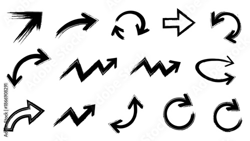 Hand Drawn Grunge Arrow Set, Direction Signs
