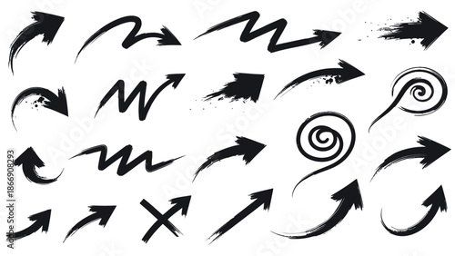 Grunge Brush Stroke Arrows Set