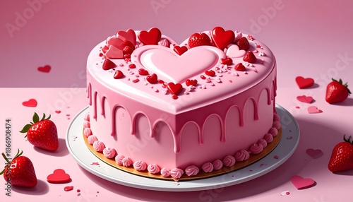 Heart shaped cake. Valentine's Day